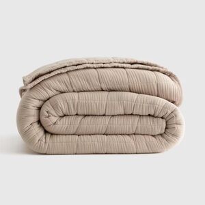 NWT QUINCE Organic Airy Gauze Box Quilt Full/Queen Dune 2880